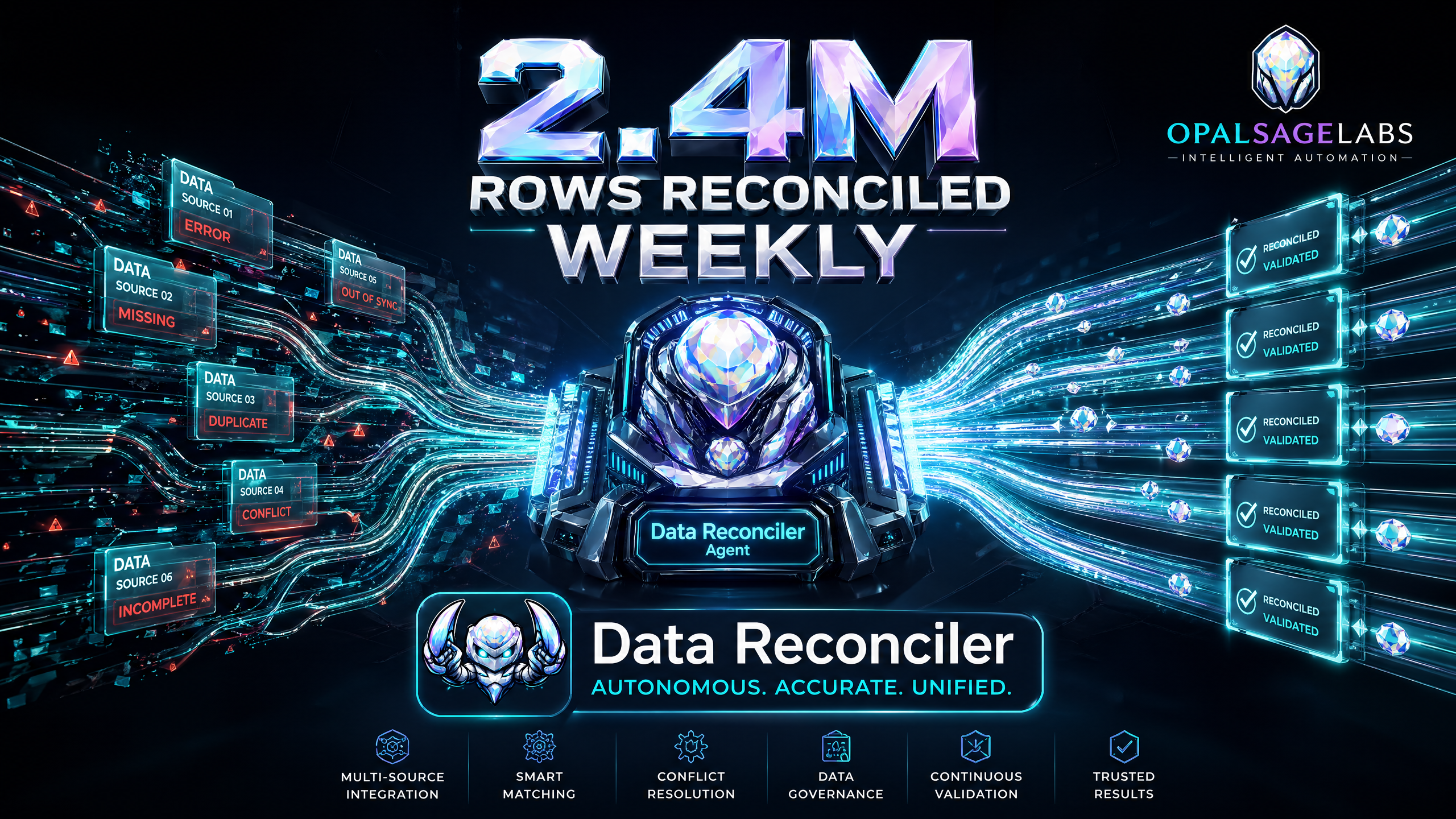 AI Data Reconciliation 2.4M Rows Weekly - OpalSage Labs